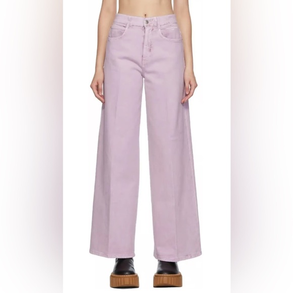STELLA MCCARTNEY Purple Recycrom Wide Leg Jeans in Lilac Purple Size 25 - Picture 1 of 12